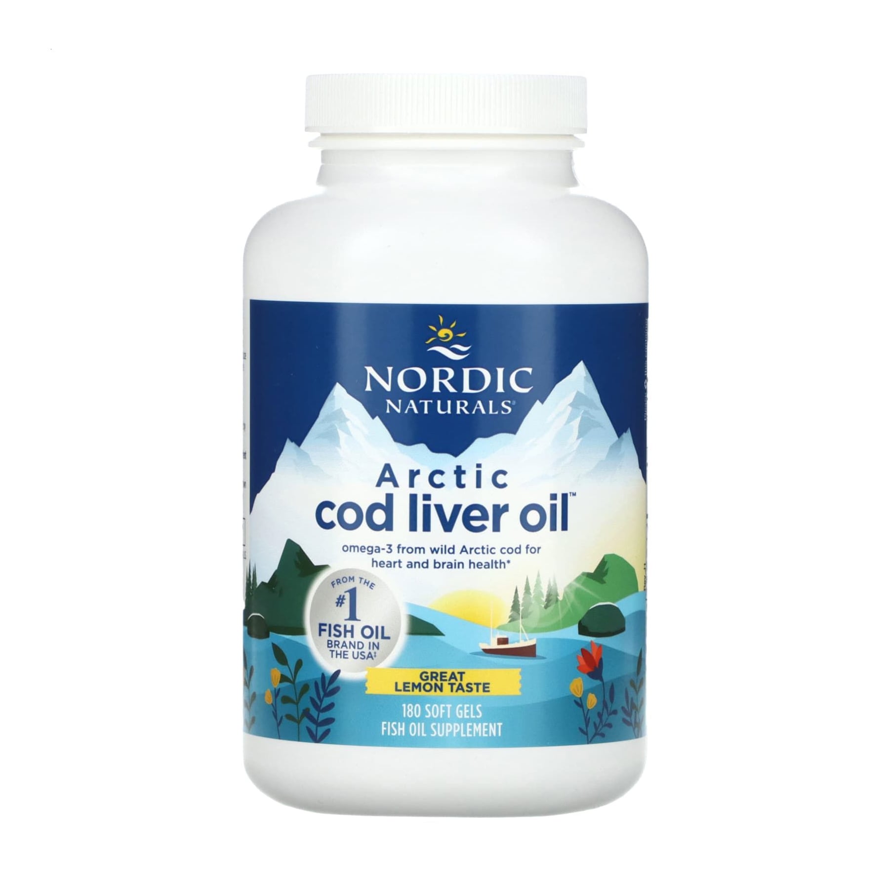 Риб'ячий жир з печінки тріски Nordic Naturals Arctic Cod Liver Oil зі смаком лимону, 1000 мг, 180 гелевих капсул